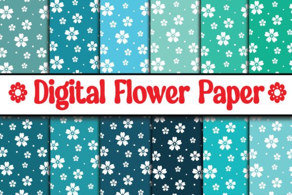 Digital Rainbow Floral Papers Patterns