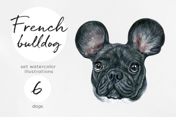 French Bulldog Watercolor 6 Dogs