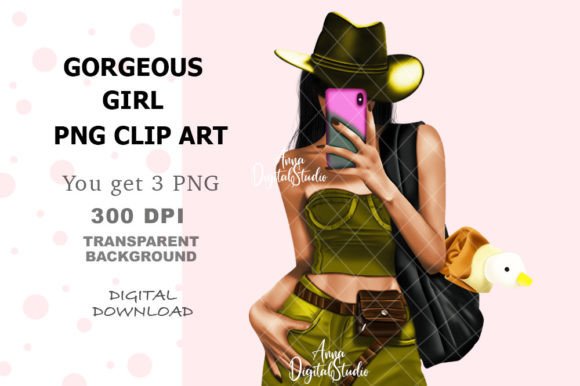 Gorgeous Girl Digital PNG Clip Art for Creators
