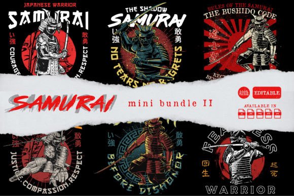 Japanese Samurai Illustration II: Elevating Your Brand with Authentic Art