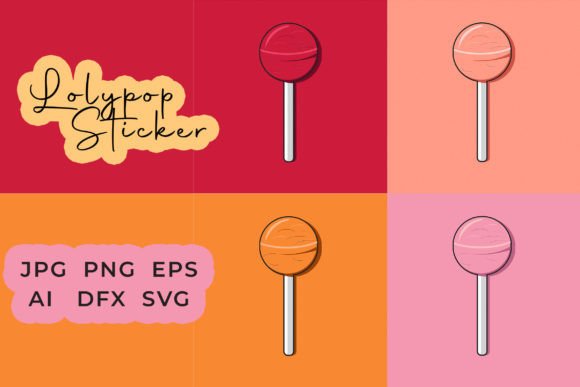 Kawaii Lolypop Chocolate Sticker Vector