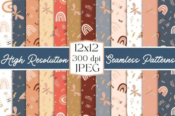 Modern Rainbows Seamless Patterns for Designers
