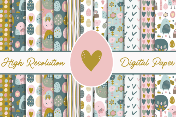 Scandinavian Easter Digital Papers for Creatives