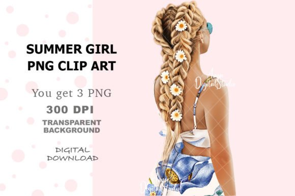 Summer Girl Digital PNG Clip Art: Elevate Your Creative Projects with High-Resolution Designs