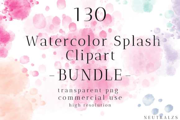 Watercolor Splash Png Clipart Bundle