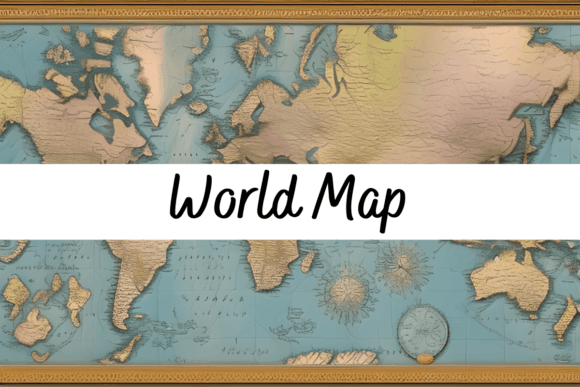 World Map: Vintage PNG Art for Any Project