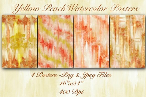 Yellow Peach Watercolor Posters
